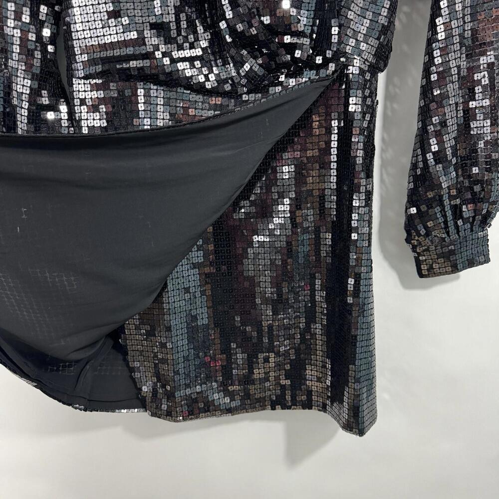NBD Women’s Size Medium Gunmetal Black Margaery Long Sleeve Mini Dress NWT - Picture 6 of 12